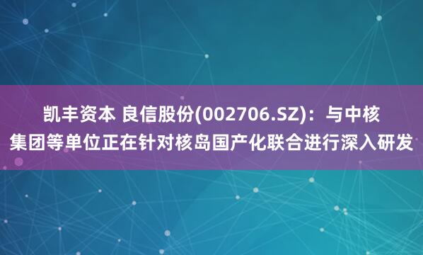 凯丰资本 良信股份(002706.SZ)：与中核集团等单位正在针对核岛国产化联合进行深入研发